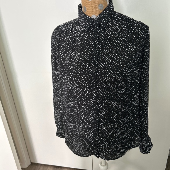 H&M Black Polka Dot Long Sleeve Blouse  Size 4 - Picture 1 of 6